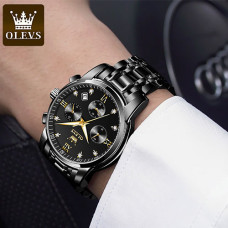 Great Quality Business OLEVS 2858 Stainless Steel Strap Quartz Men Wristwatch